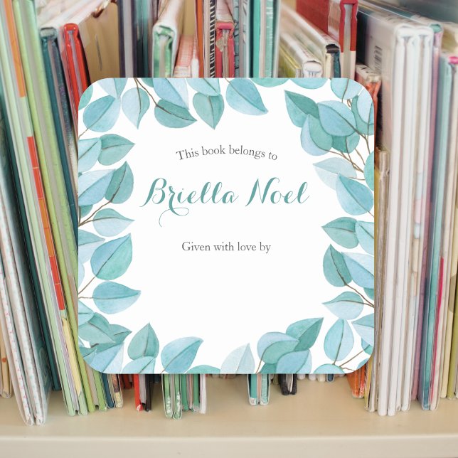 Sticker Carré Plaque Feuille Eucalyptus (Créateur téléchargé)