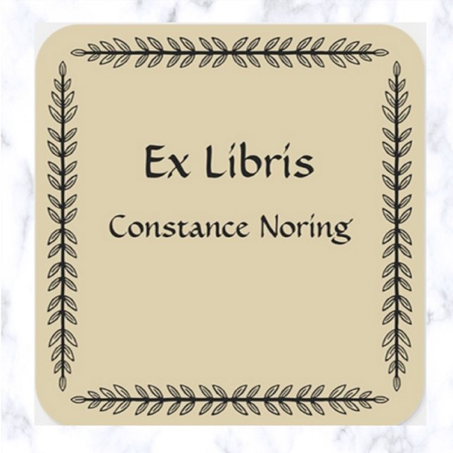 Sticker Carré Plaque Feuille vintage (Créateur téléchargé)