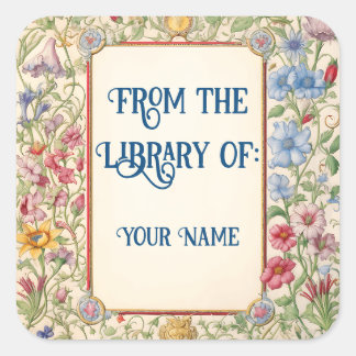 Sticker Carré Plaque florale vintage