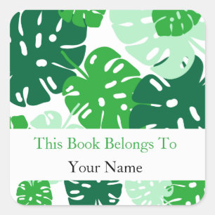 Sticker Carré Plaque Motif verte Monstera Leaf