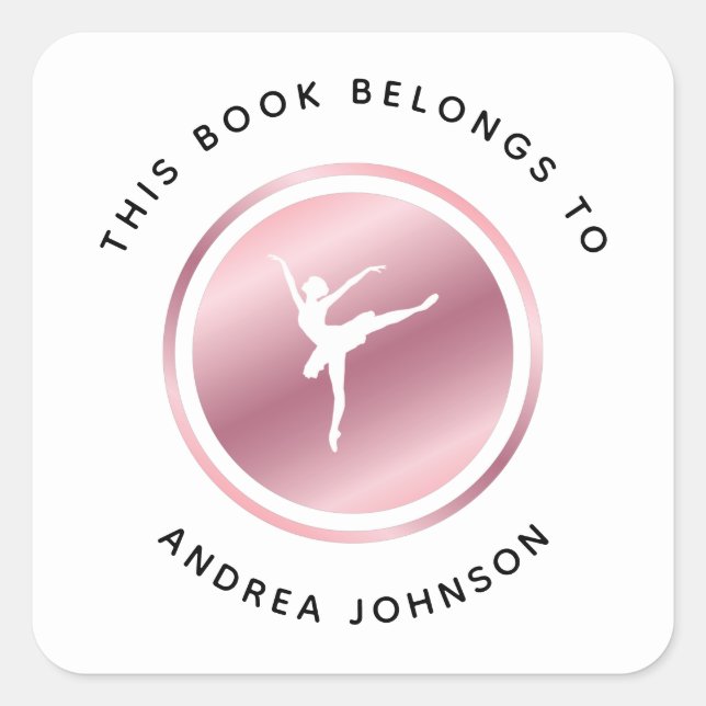 Sticker Carré Plaque rose Gold Girl Ballet Dancer Silhouette (Devant)