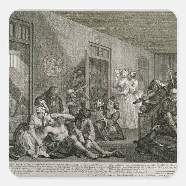 Sticker Carré Plaque VIII du Progrès d'A Rake, 1735 (Devant)