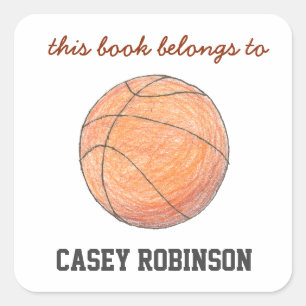 Sticker Carré Plaques de basket-ball personnalisées pour enfants