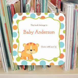 Sticker Carré Plaques de livres neutres pour bébé tigre genre