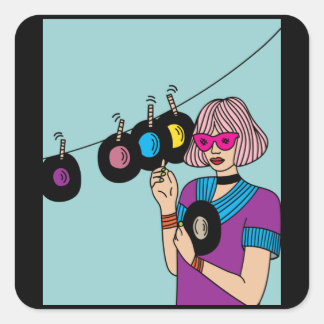 Sticker Carré Plaques De Vinyle vintages