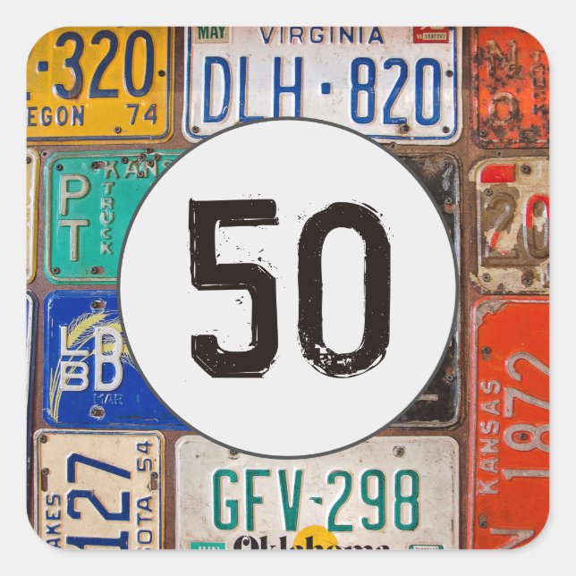 Sticker Carré Plaques rouillées pour 50e anniversaire (Devant)