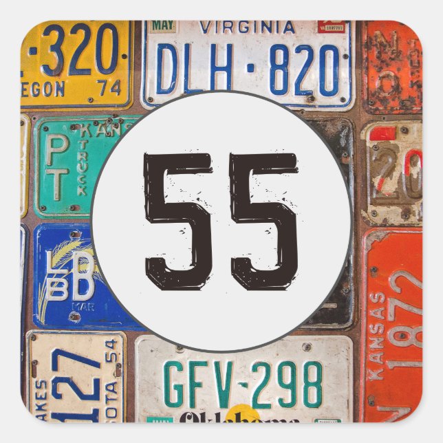 Sticker Carré Plaques rouillées pour 55ème anniversaire (Devant)