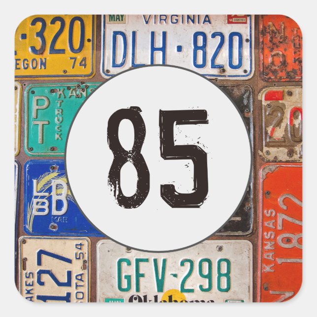 Sticker Carré Plaques rouillées pour 85ème anniversaire (Devant)