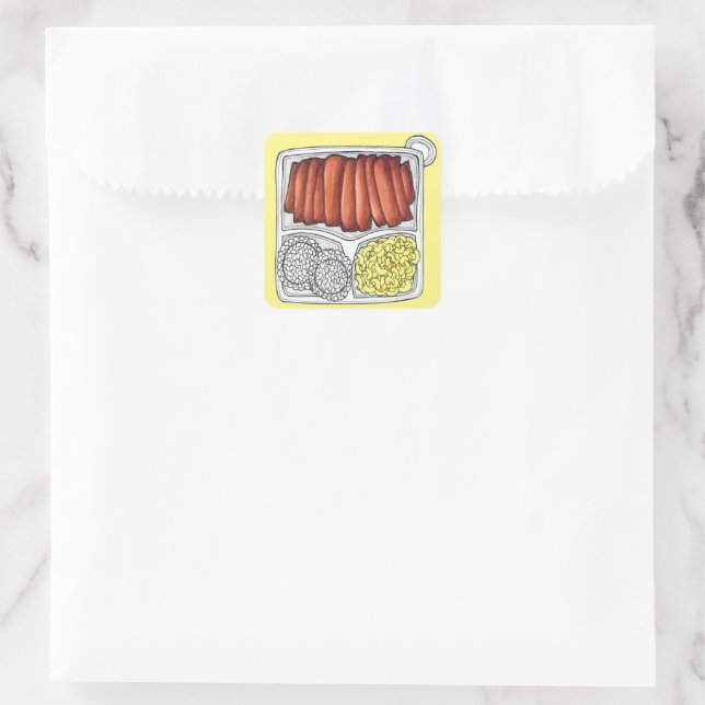 Sticker Carré Plate de cuisine hawaïenne Déjeuner Riz Macaroni S (Sac)