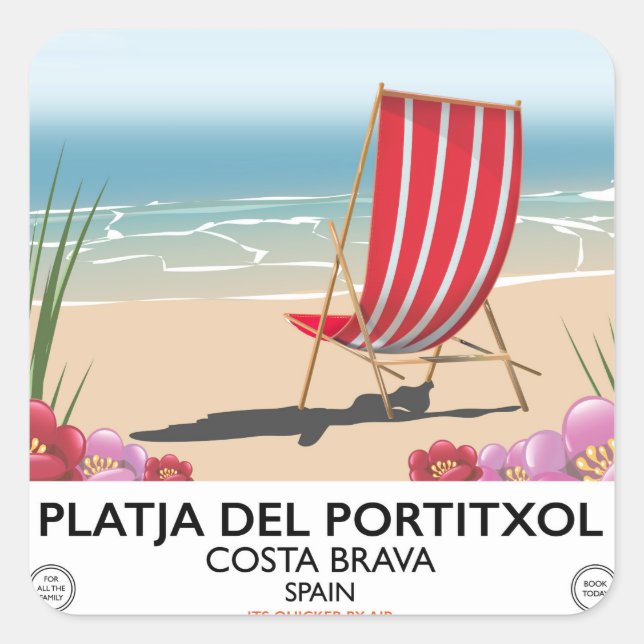 Sticker Carré Platja del Portitxol, Costa Brava, Espagne (Devant)