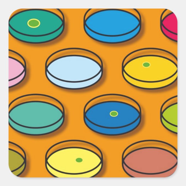 Sticker Carré Plats Petri multicolores (Devant)