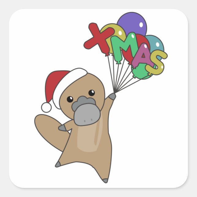 Sticker Carré Platypus Noël Platypus Cute Animaux (Devant)