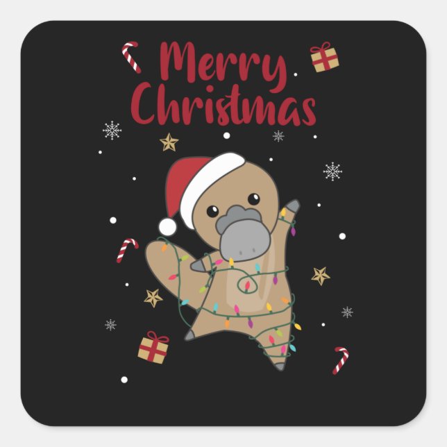 Sticker Carré Platypus Tableaux de Noël Sweet Animaux (Devant)