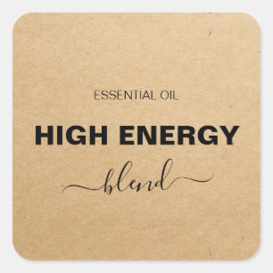 Sticker Carré Pliage minimal à l'huile essentielle Kraft Bouteil