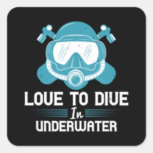 Sticker Carré Plongée - Amour À Plonger Sous L'Eau