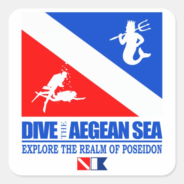 Sticker Carré Plongée Dans La Mer Egée (Devant)