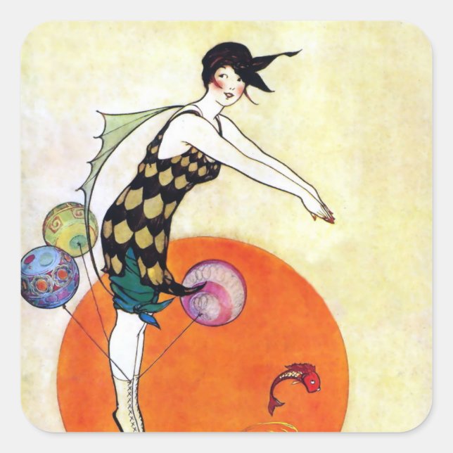 Sticker Carré Plongée Flapper Girl (Devant)