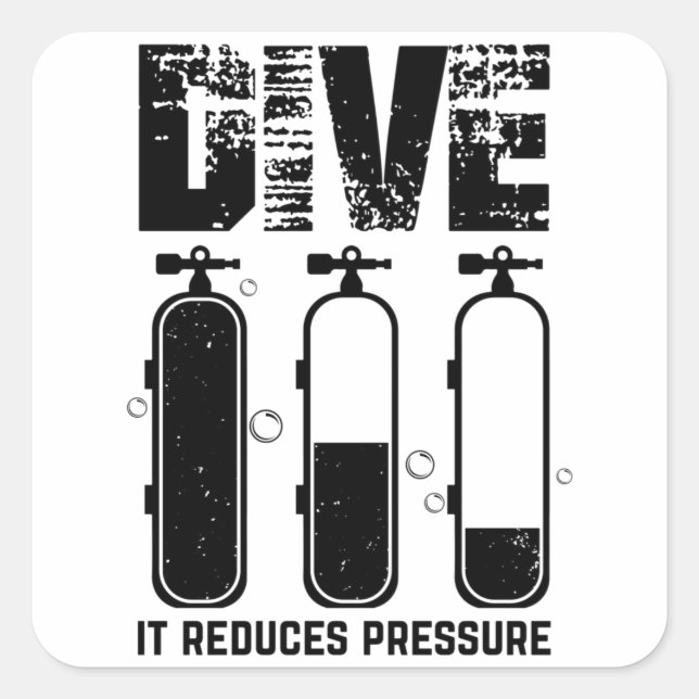 Sticker Carré Plongée | Instructeur de plongée Sea Diver (Devant)