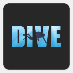 Sticker Carré Plongée Plongée Plongée Plongée Diver Amusante Idé