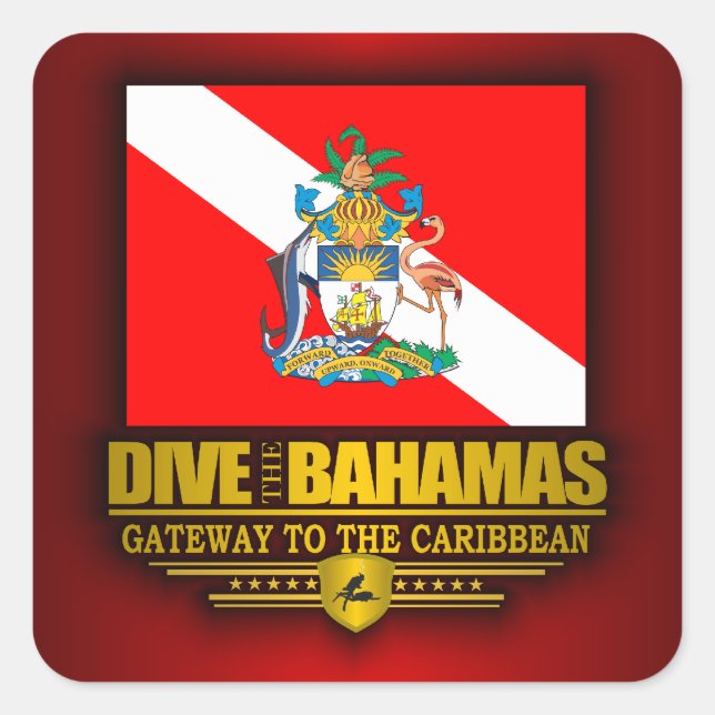 Sticker Carré Plongez aux Bahamas 2 (Devant)