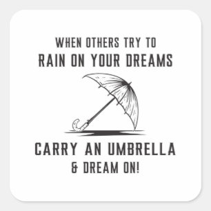 Sticker Carré Pluie Nuage Météo Raindrop Umbrella Idée cadeau