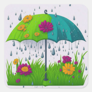 Sticker Carré Pluie printanière