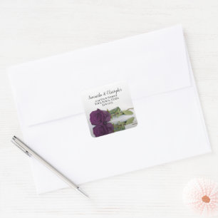 Sticker Carré Plum Purple Rose Adresse de retour Enveloppe Sceau