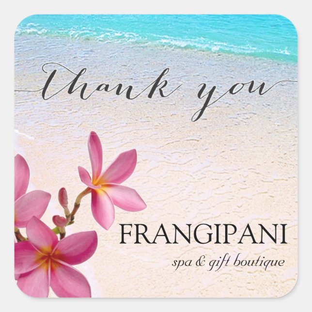 Sticker Carré Plumeria rose Plumeria Plage Mariage ou affaires s (Devant)