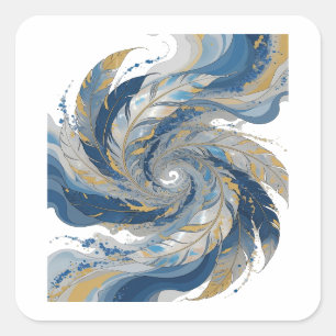 Sticker Carré Plumes argentées tendance en spirale pour la conce