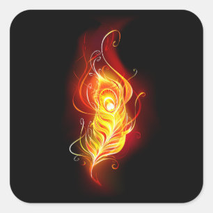 Sticker Carré Plumes de paquetage de feu