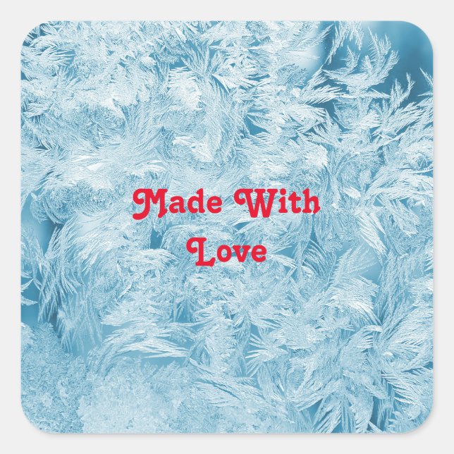 Sticker Carré plumes et flocons bleus abstraits (Devant)
