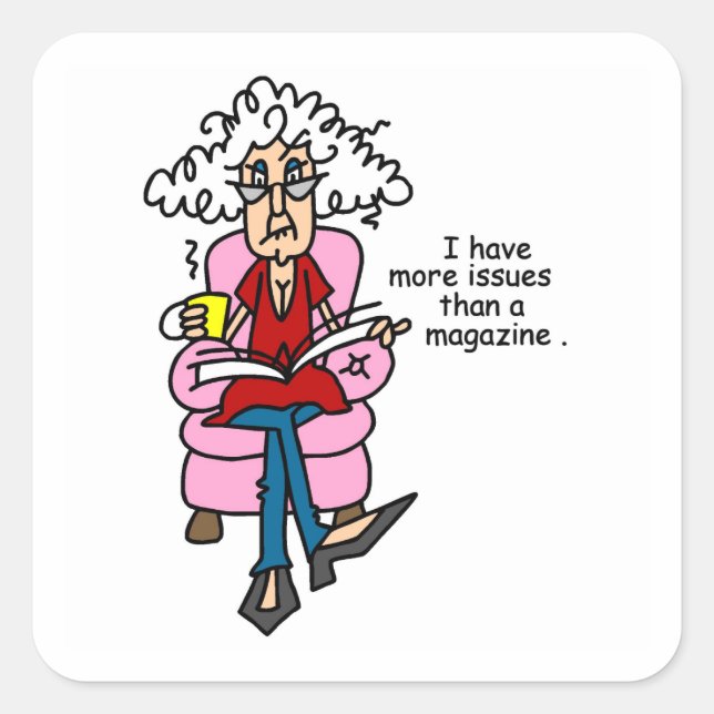 Sticker Carré Plus de numéros qu'un Humour de magazine (Devant)