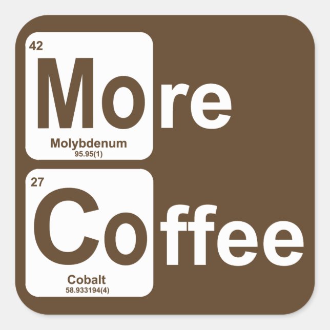 Sticker Carré Plus de tableau périodique du café (Devant)