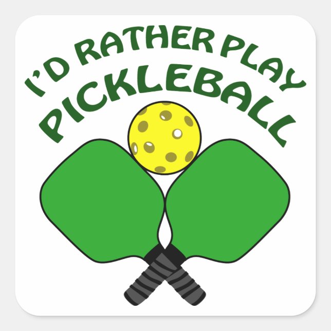 Sticker Carré Plutôt jouer au Pickleball (Devant)