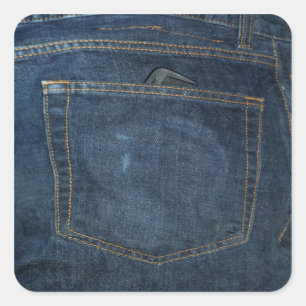 Sticker Carré Poche de denim de blues-jean