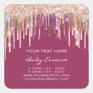 Sticker Carré Poches de maquillage Holographe Rose