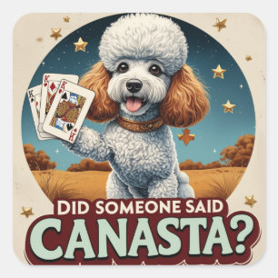 Sticker Carré Poddle adore canasta jeu