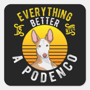 Sticker Carré Podenco Chien Propriétaire Idée cadeau