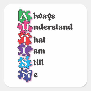 Sticker Carré Poème d'acrostiche d'autisme