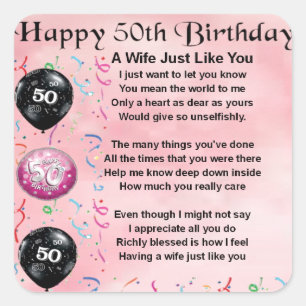 Sticker Carré Poème de femme - 50ème anniversaire