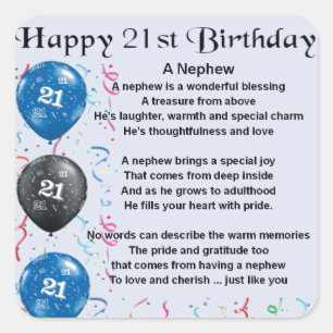 Sticker Carré Poème de neveu - 21ème anniversaire