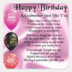 Sticker Carré Poème Godmère - Joyeux design d'anniversaire