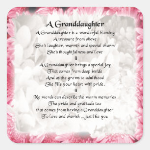 Sticker Carré Poème Grandgirl - Design Floral Rose