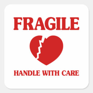 Sticker Carré Poignée Cardiaque Fragile Avec Soin