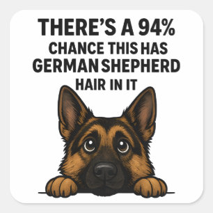 Sticker Carré Poils de Berger Allemand Partout Humour de Proprié