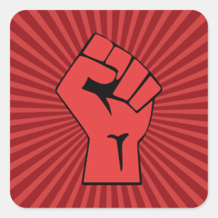 Sticker Carré Poing révolutionnaire rouge