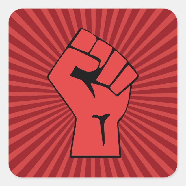 Sticker Carré Poing révolutionnaire rouge (Devant)