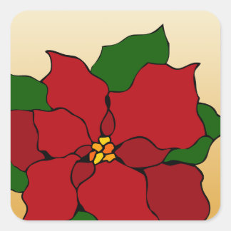 Sticker Carré Poinsettia en vitrail
