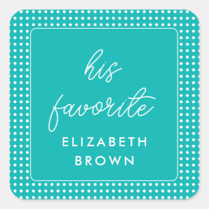 Sticker Carré Points blancs sur sarcelle – Mariage personnalisé
