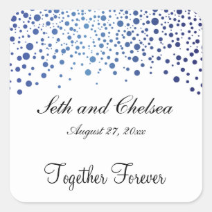 Sticker Carré Points Bleus Sapphire du jour du mariage Personn